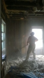 Steve tearing down ceiling